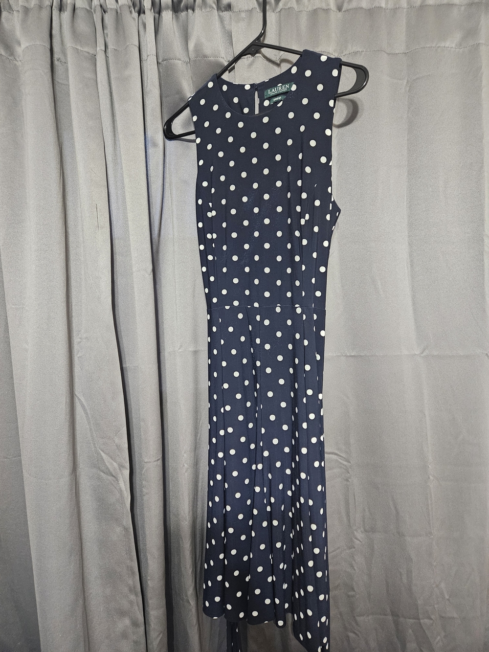 Lauren Ralph Lauren Navy Polka Dot Sleeveless Dress